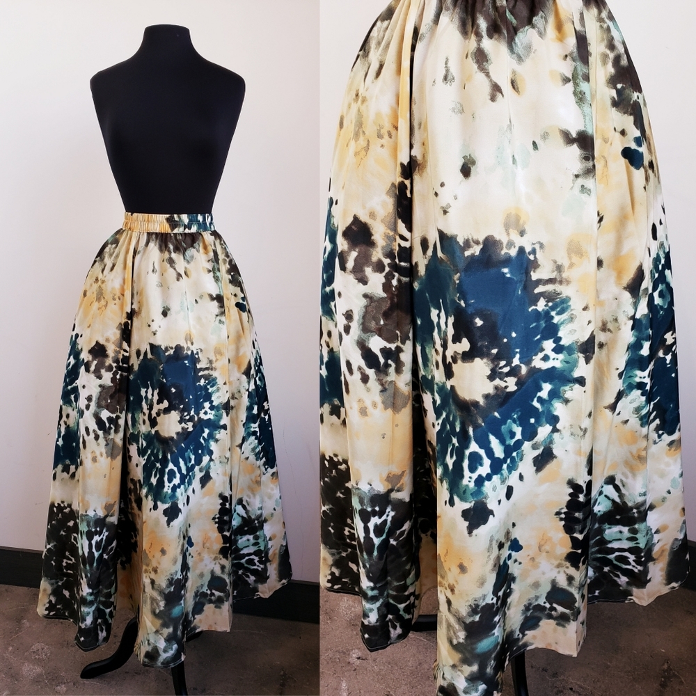 Tie dye splatter full maxi skirt